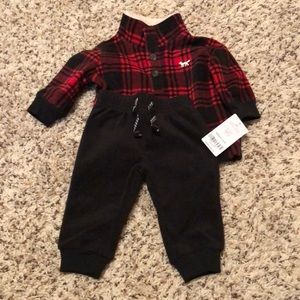 Baby boy 3 month fleece buffalo plaid outfit